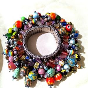 Vintage Flexible Color Beaded Bracelet.